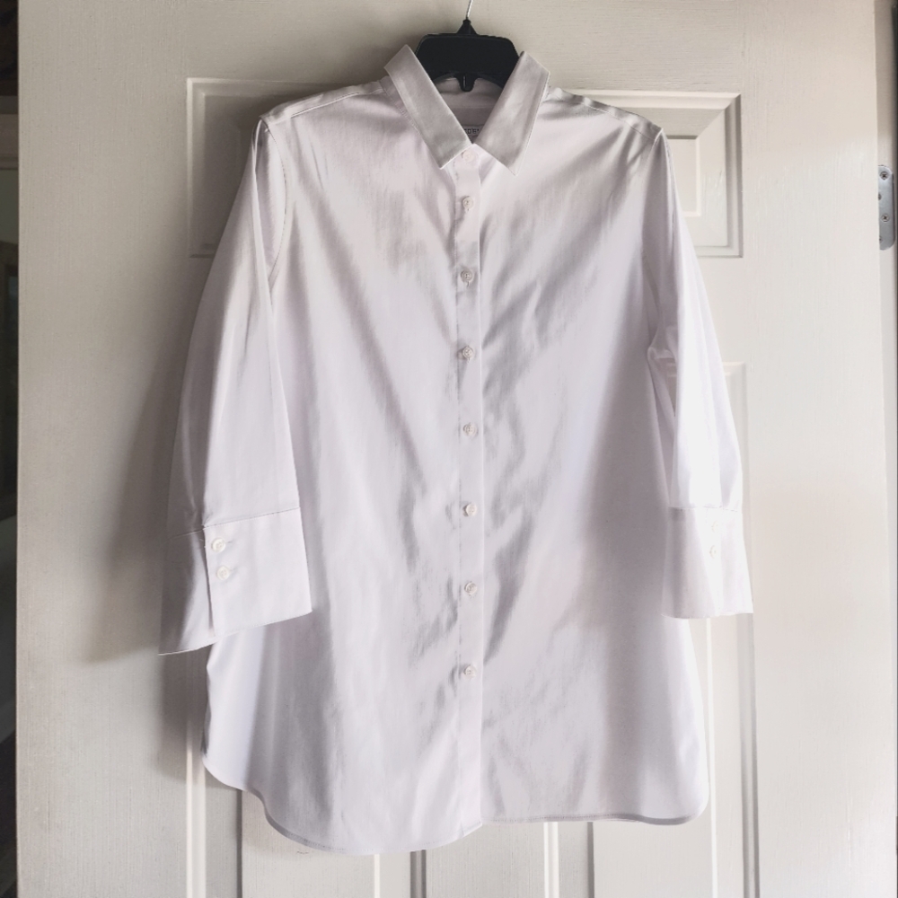 Chico's No-Iron Stretch 3/4 Sleeve Tunic, White